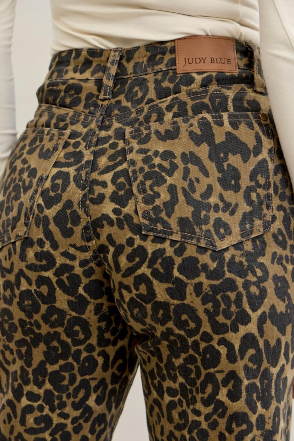 Highwaisted Bootcut Leopard Print Jeans by Judy Blue