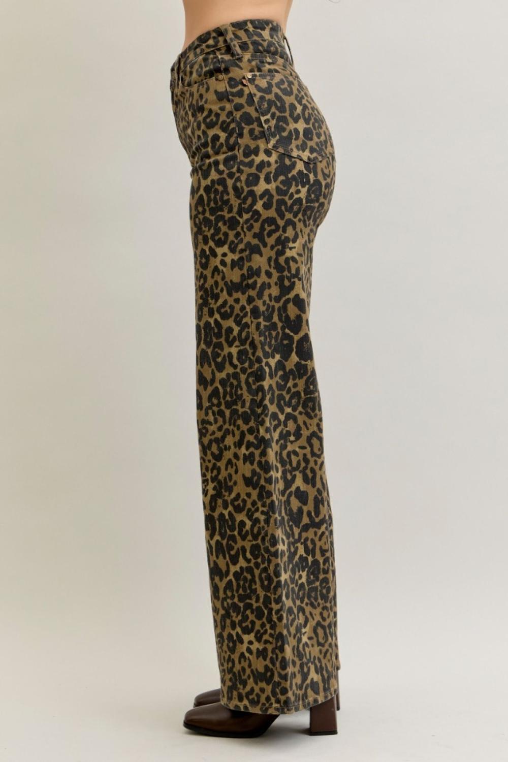 Highwaisted Bootcut Leopard Print Jeans by Judy Blue