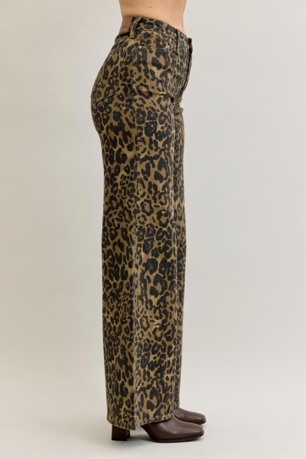 Highwaisted Bootcut Leopard Print Jeans by Judy Blue