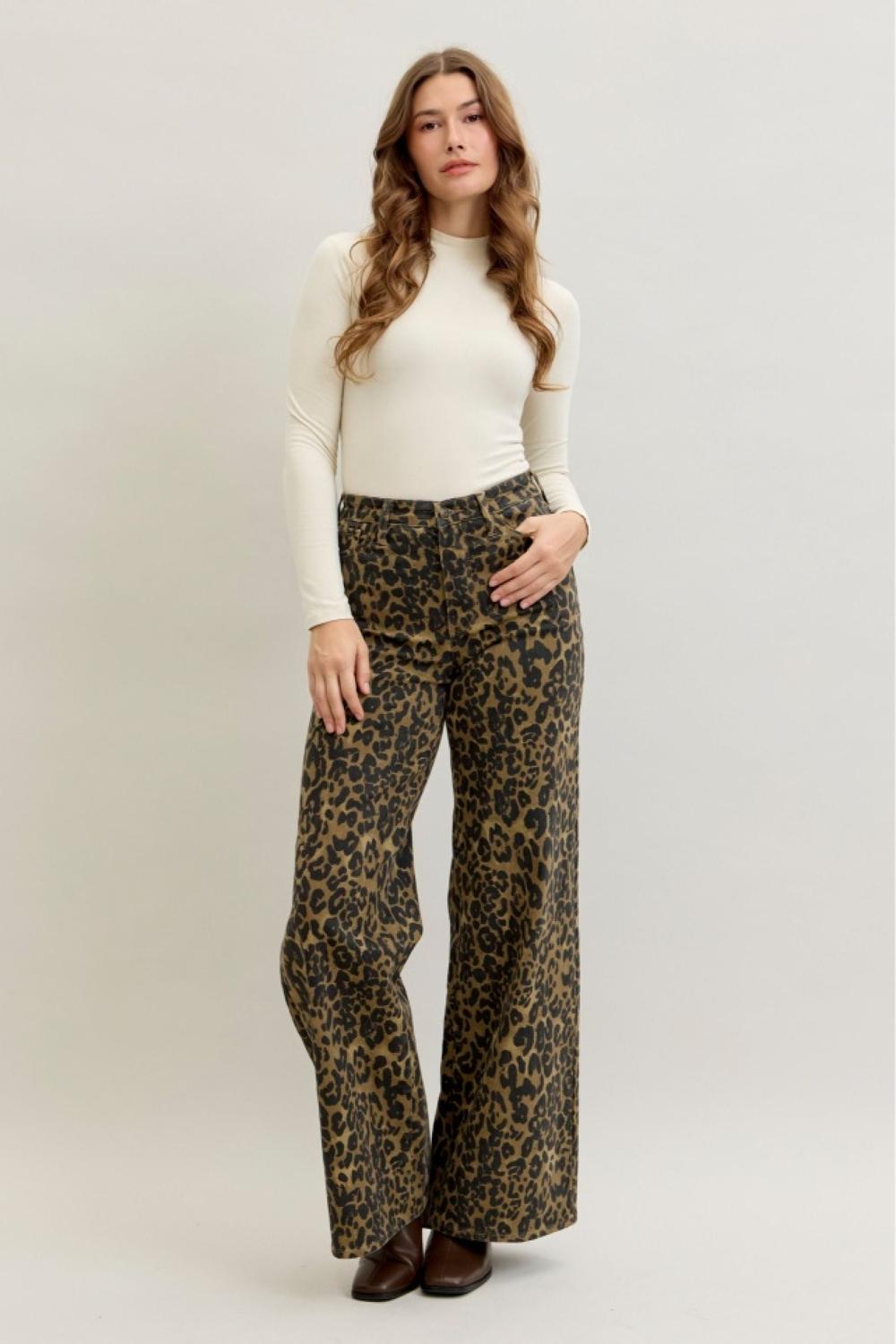 Highwaisted Bootcut Leopard Print Jeans by Judy Blue