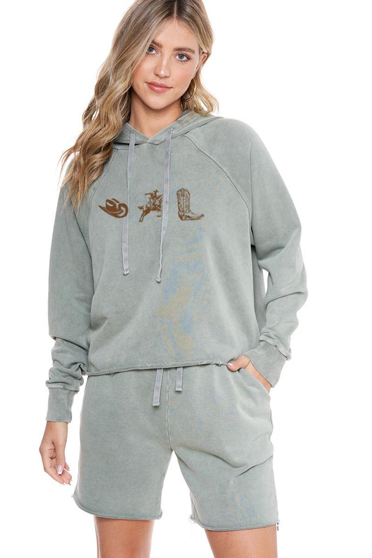 Western Trio Cropped Hoodie by Zutter