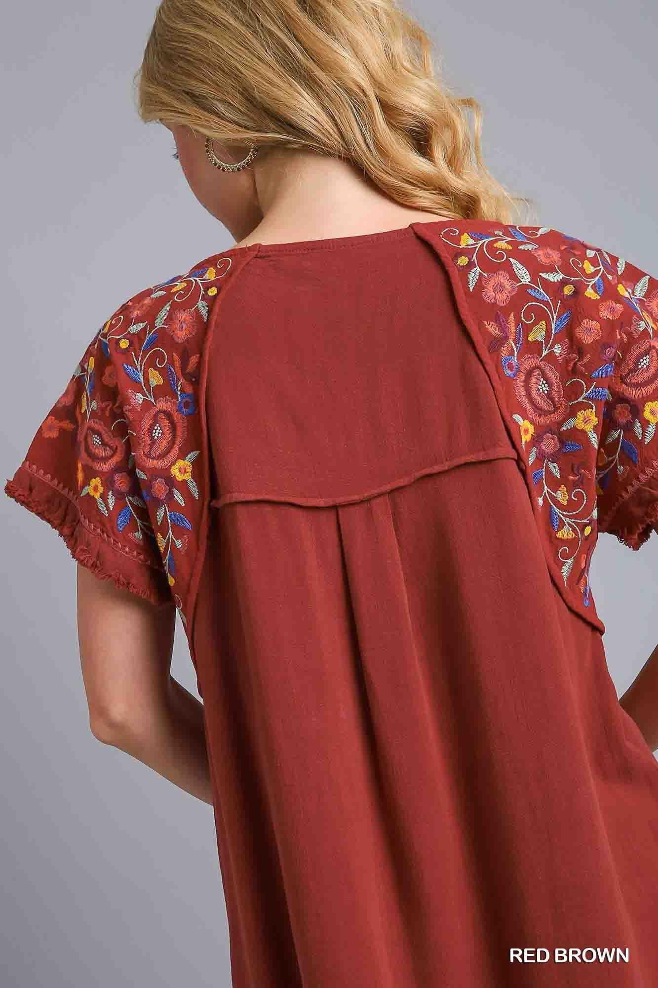 Embroidered Linen Top by Umgee