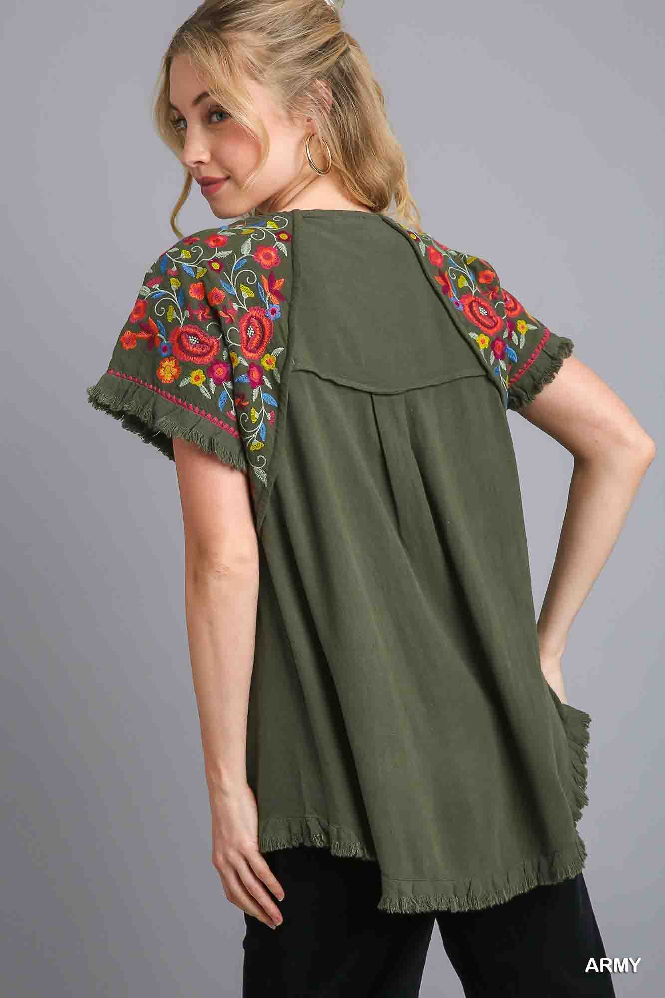 Embroidered Linen Top by Umgee