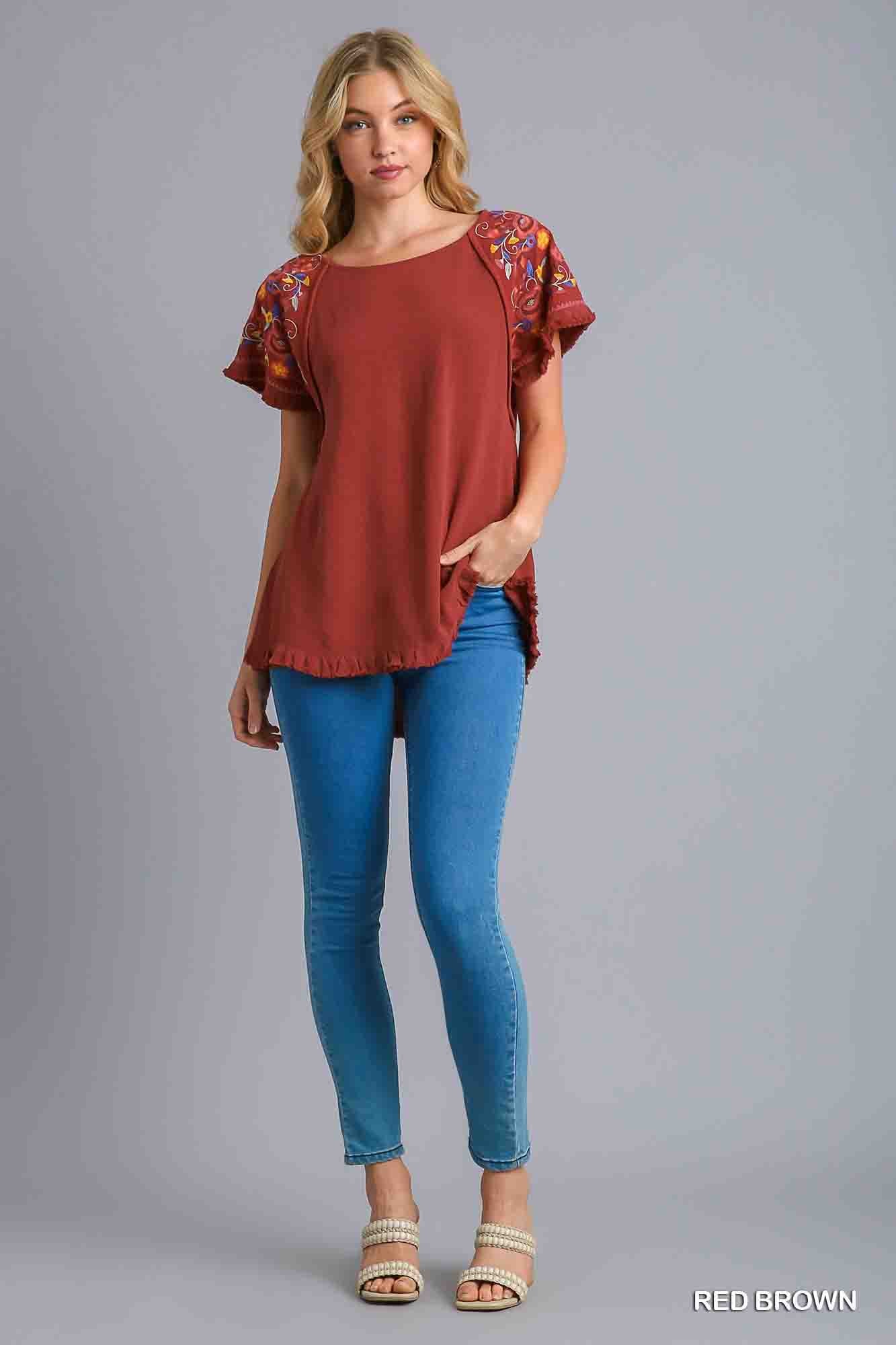 Embroidered Linen Top by Umgee