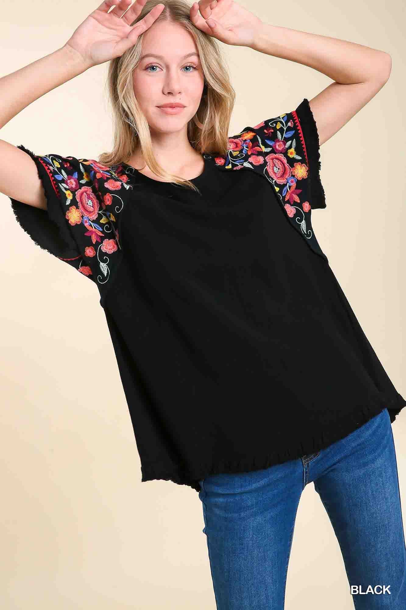 Embroidered Linen Top by Umgee