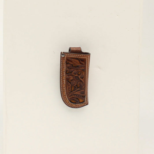 Pierced Buck Lace Edge Knife Sheath in Brown by Nocona