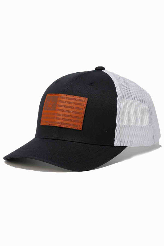 Cinch Men's Flag Logo Patch Trucker Snapback Black and White Cap