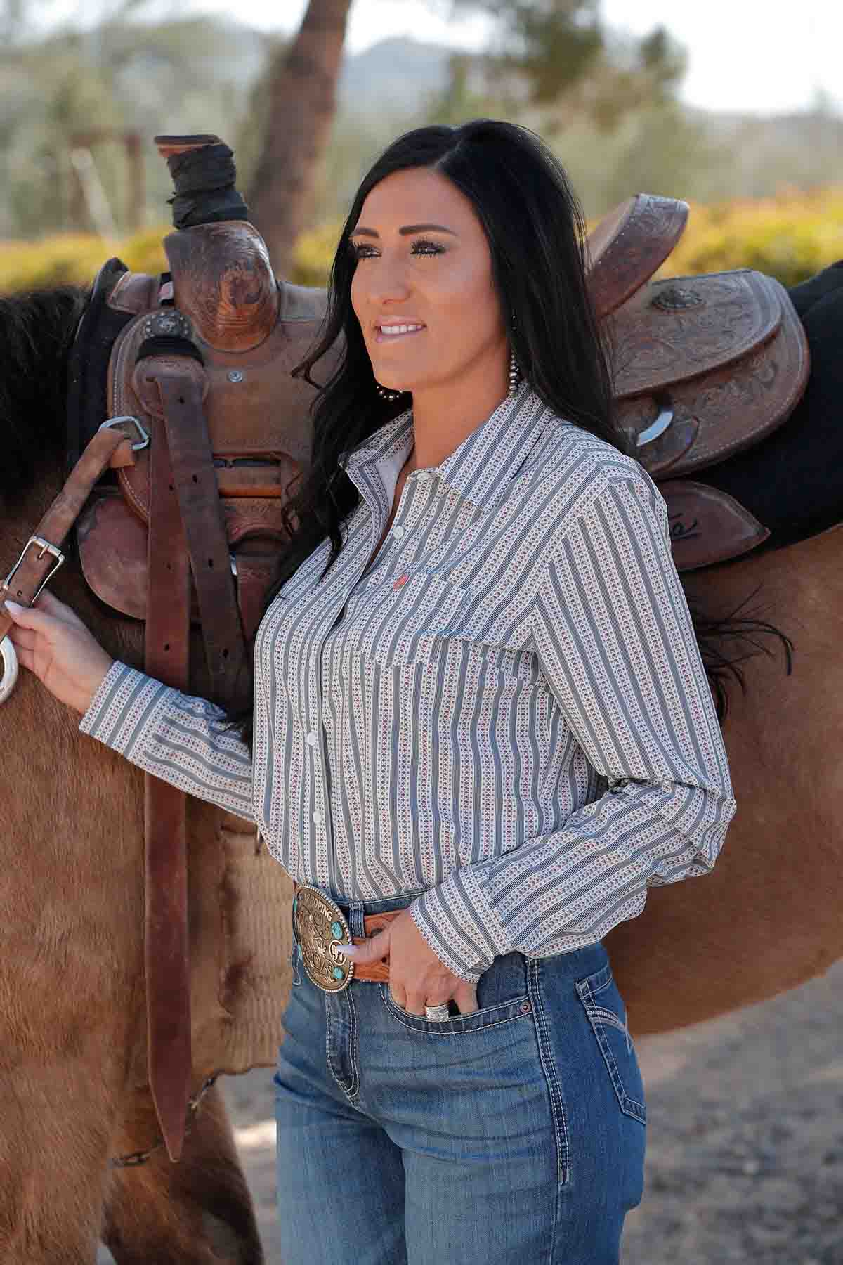 Women's Long Sleeve Striped Arenaflex by Cinch