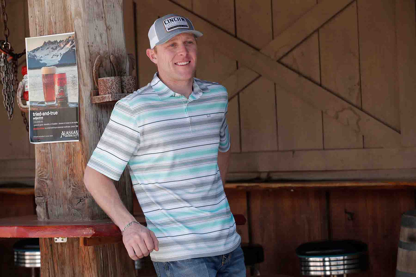 Arenaflex Short Sleeve Striped Multi Polo by Cinch