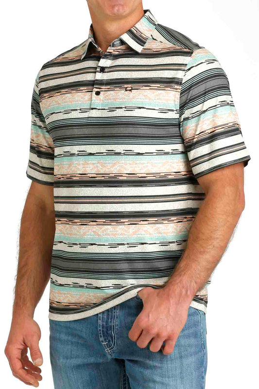 Arenaflex Short Sleeve Multi Stripe Polo by Cinch