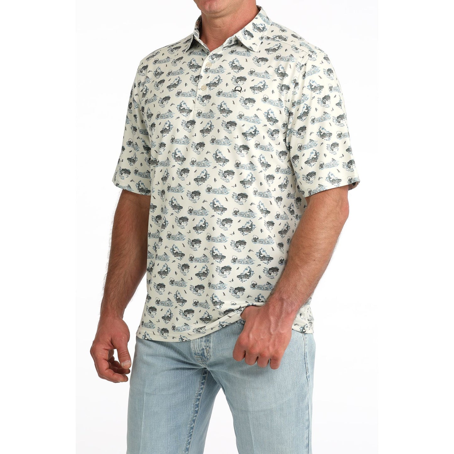 Mens Short Sleeve ArenaFlex Cream Polo by Cinch
