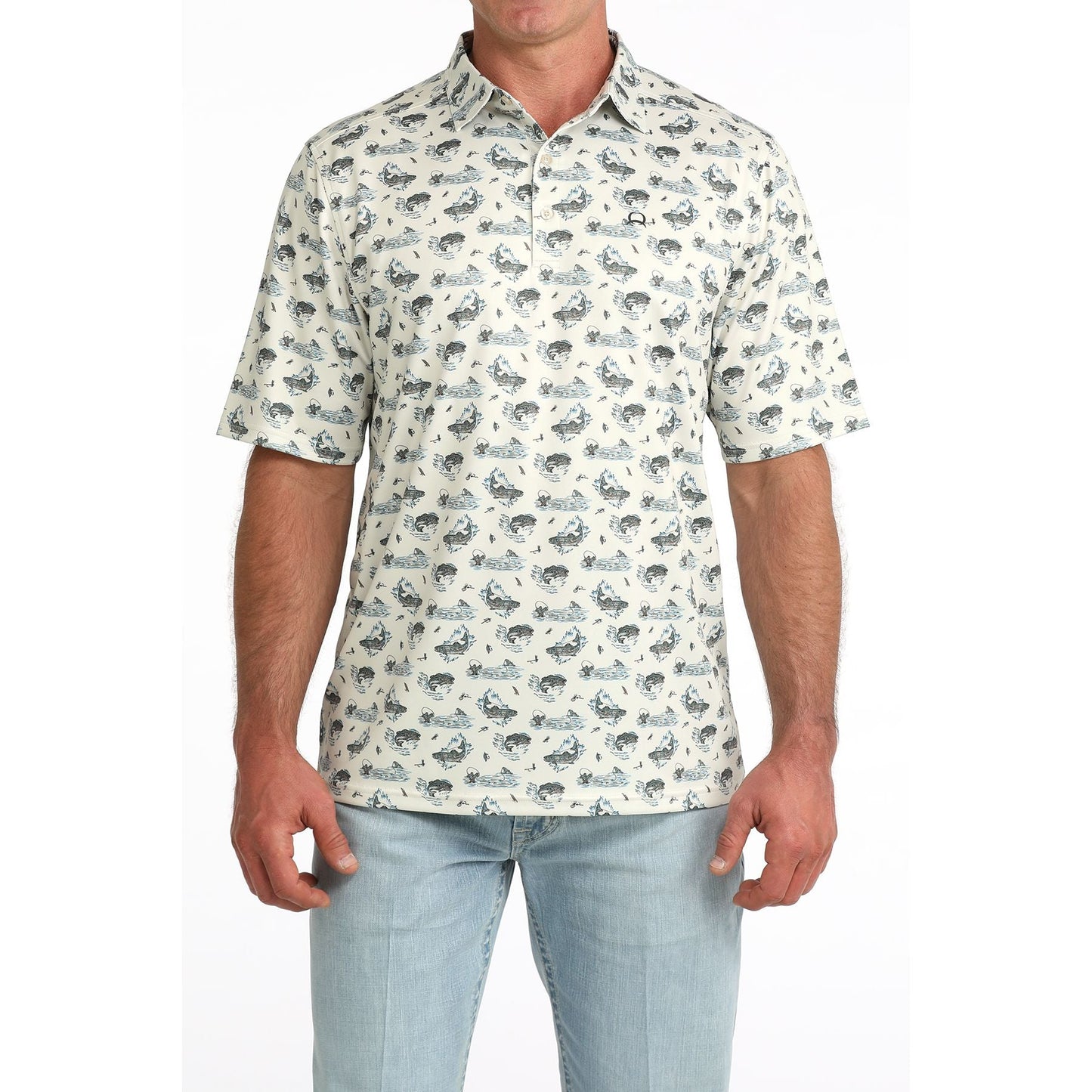 Mens Short Sleeve ArenaFlex Cream Polo by Cinch