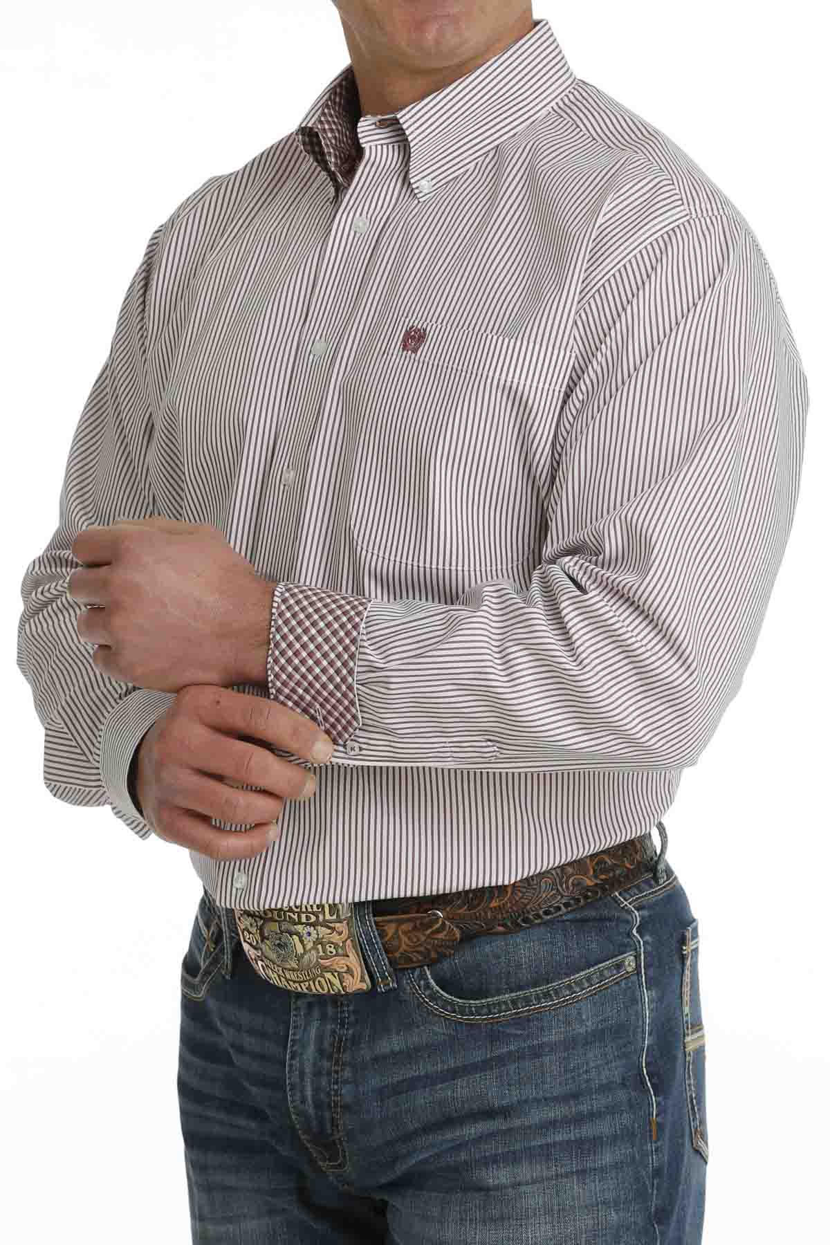 Men's Long-Sleeve Striped Button-Down Western Shirt by Cinch