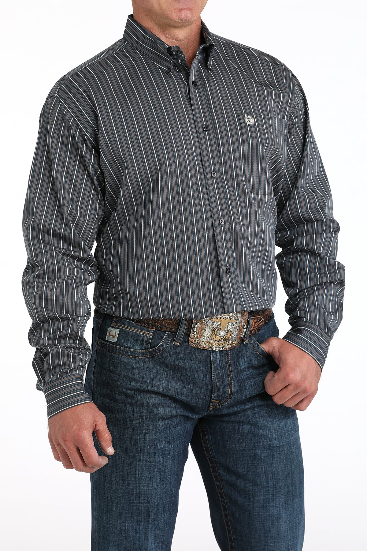Men's Multi Stripe Long Sleeve Button Down