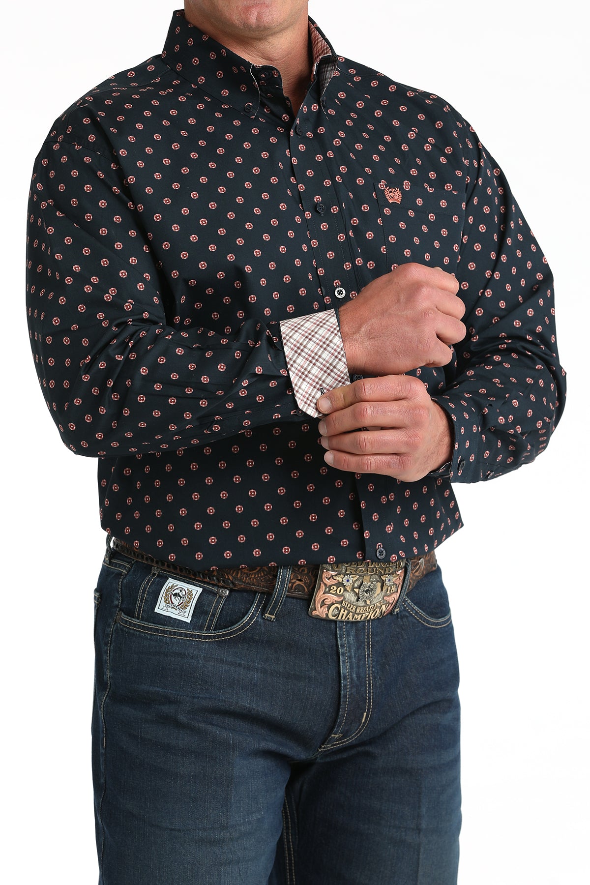 Long Sleeve Print Shirt in Navy by Cinch