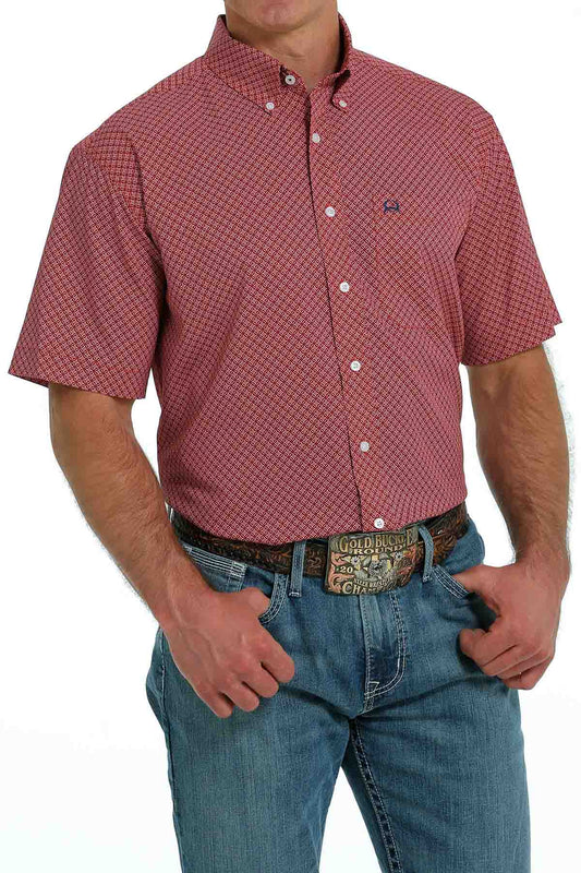 Cinch Men's Arena Flex Red Print Button Down