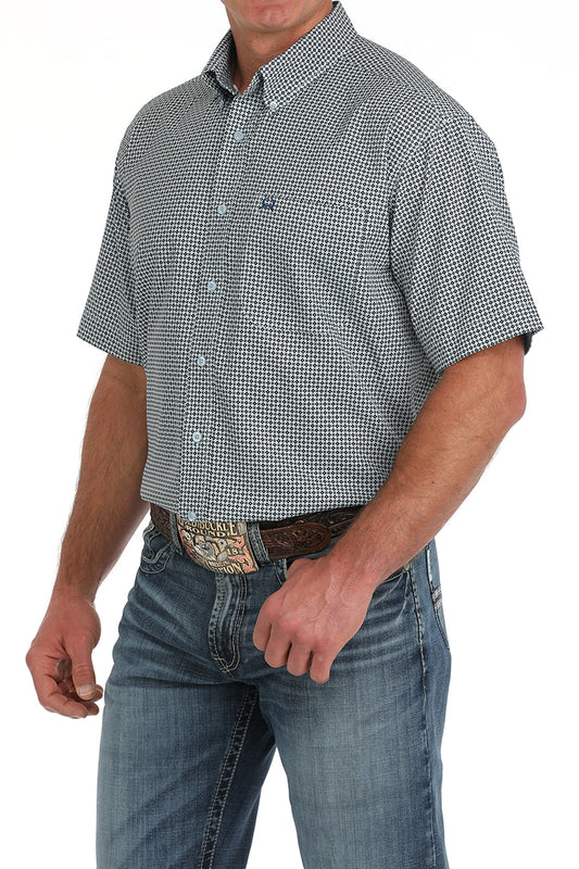 Mens ArenaFlex Diamond Print Short Sleeve Button Down by Cinch