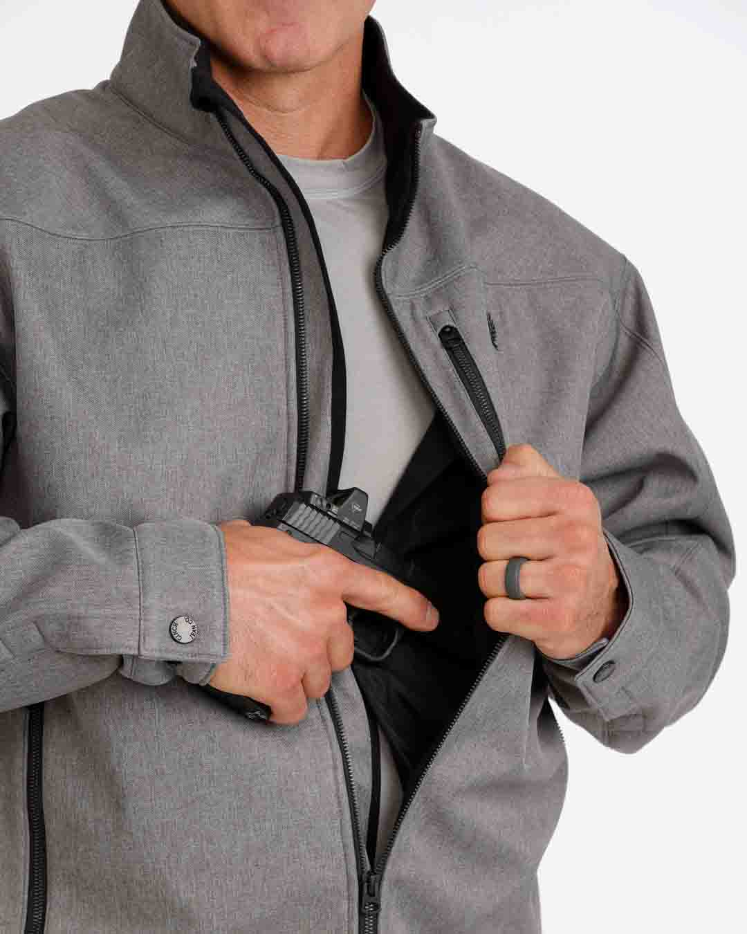 Mens Concealed Carry Bonded Jacket in Grey by Cinch