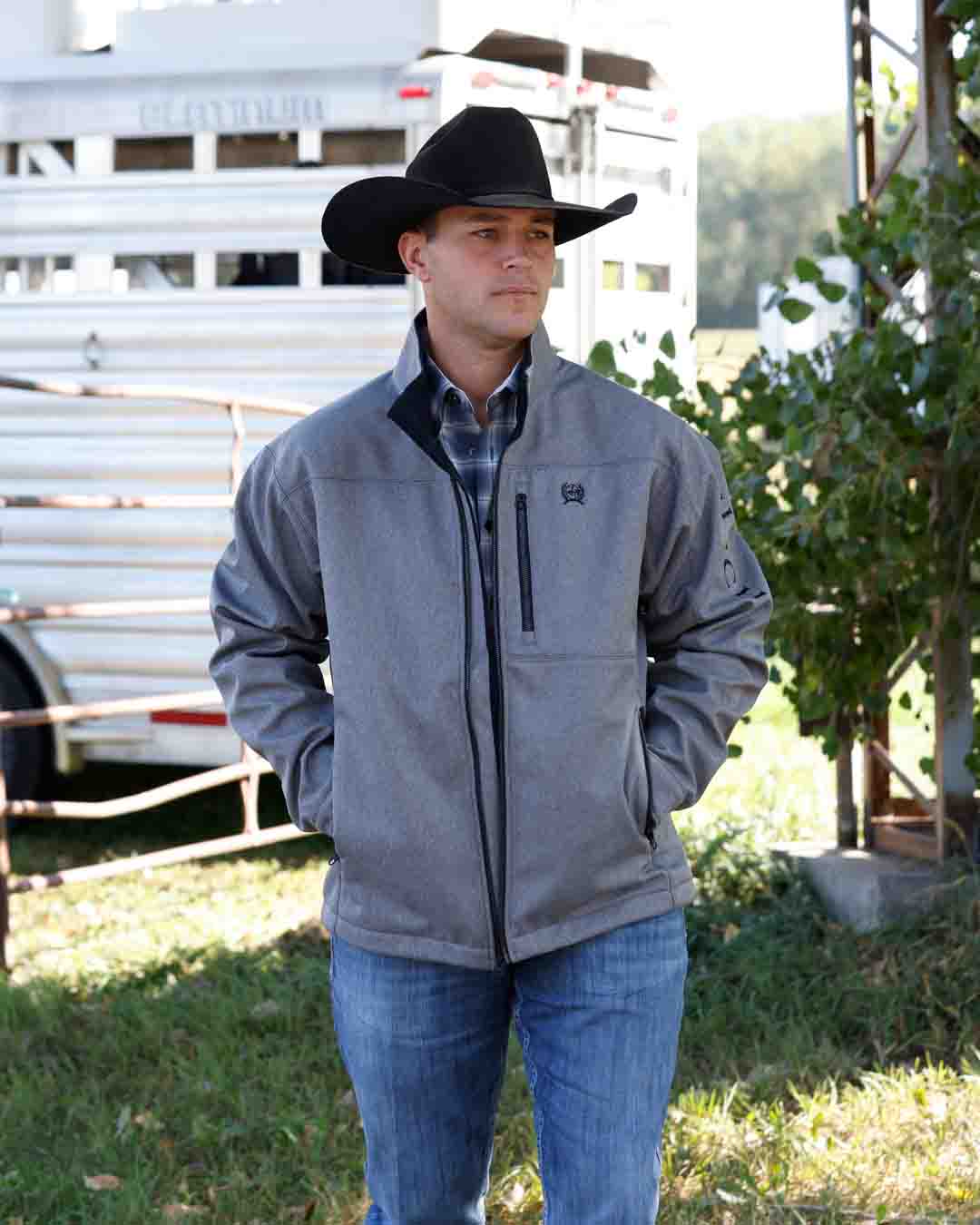 Mens Concealed Carry Bonded Jacket in Grey by Cinch