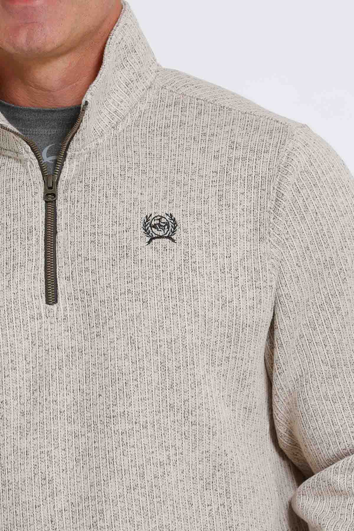 Mens 1/4 Zip Sweater in Stone by Cinch