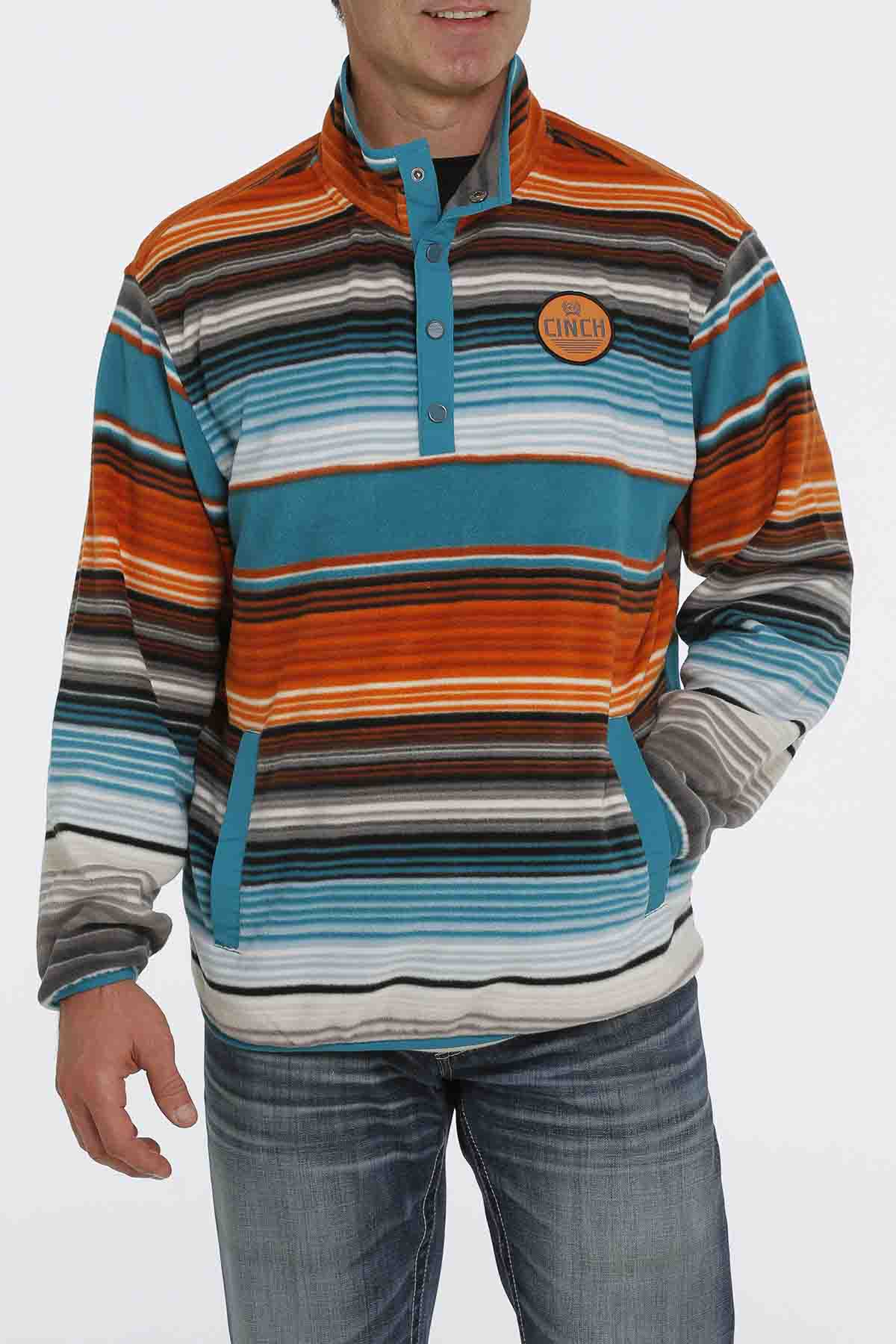 Cinch Fleece Pullover Teal-Multi