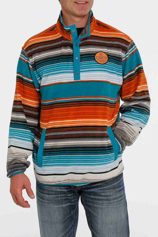 Cinch Fleece Pullover Teal-Multi