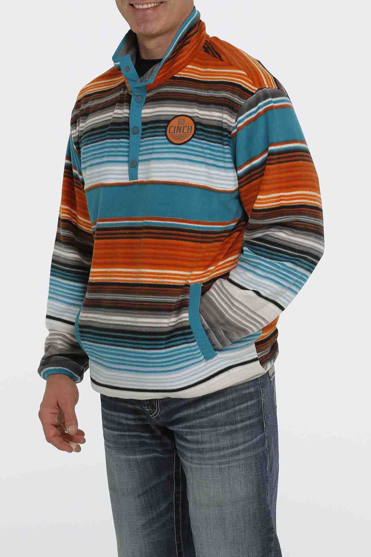 Cinch Fleece Pullover Teal-Multi