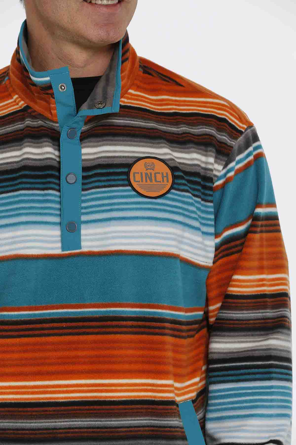 Cinch Fleece Pullover Teal-Multi