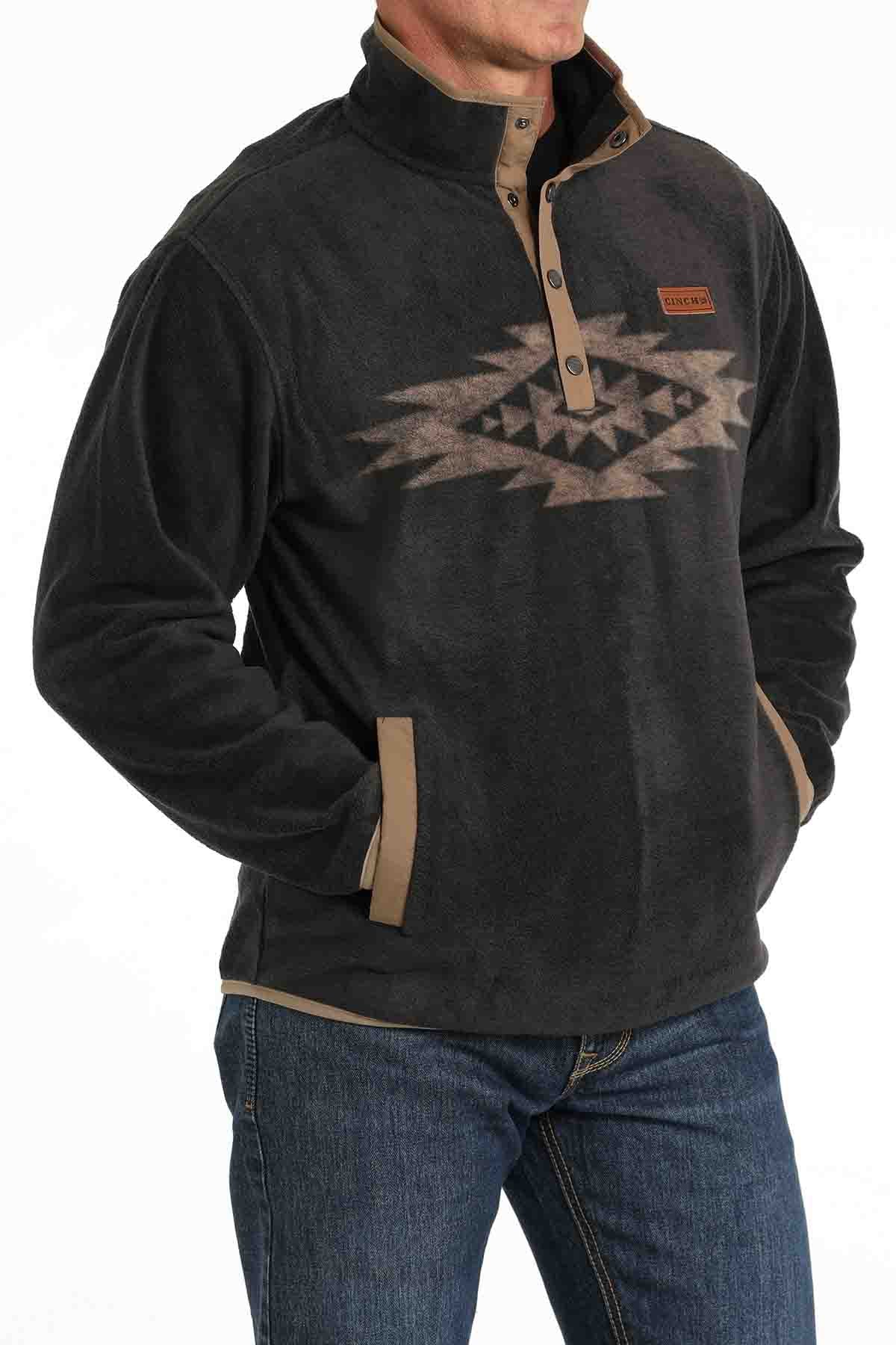 Mens Polar Fleece in Charcoal Aztec by Cinch