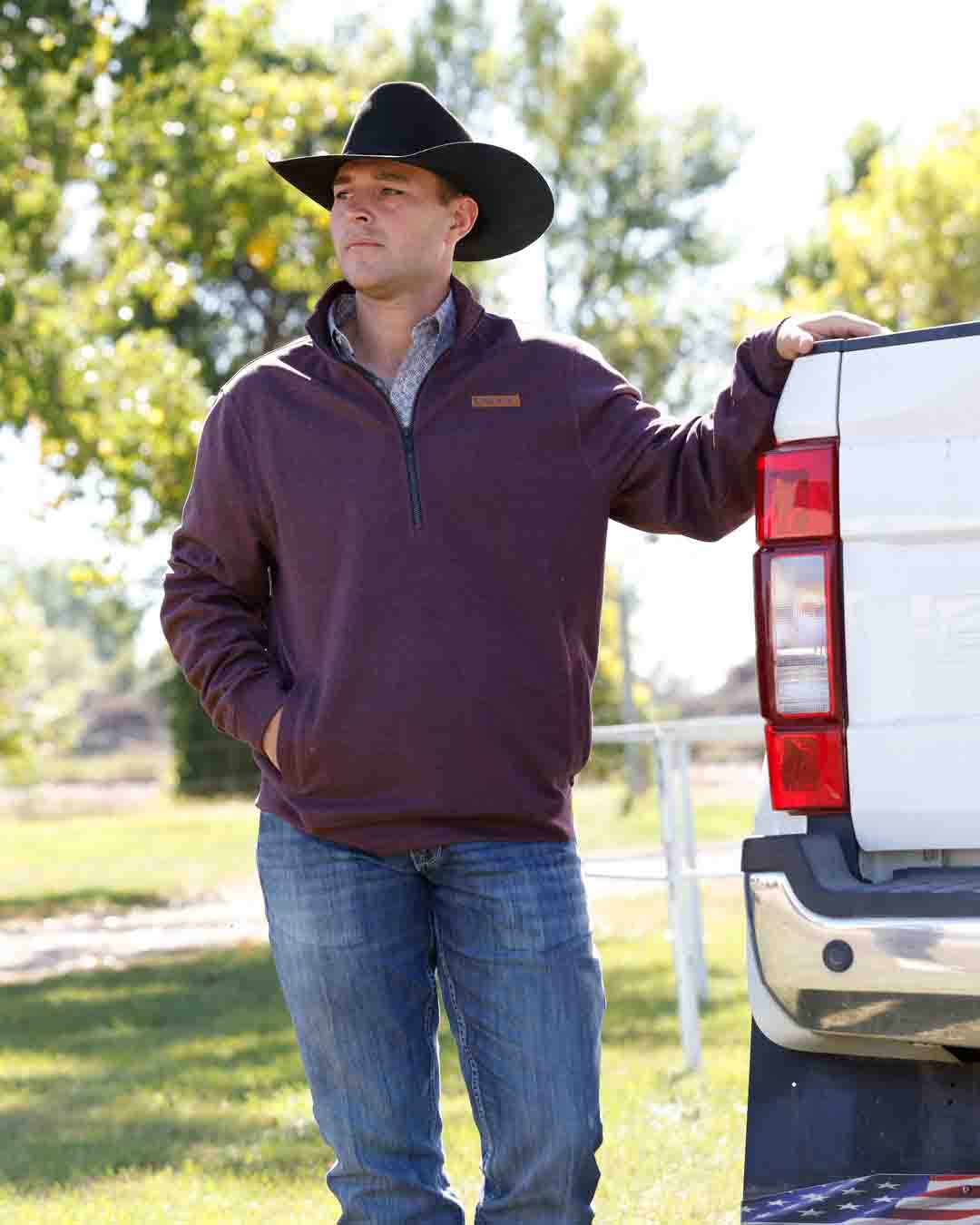 Mens 1/2 Zip Pullover Jacket in Purple by Cinch