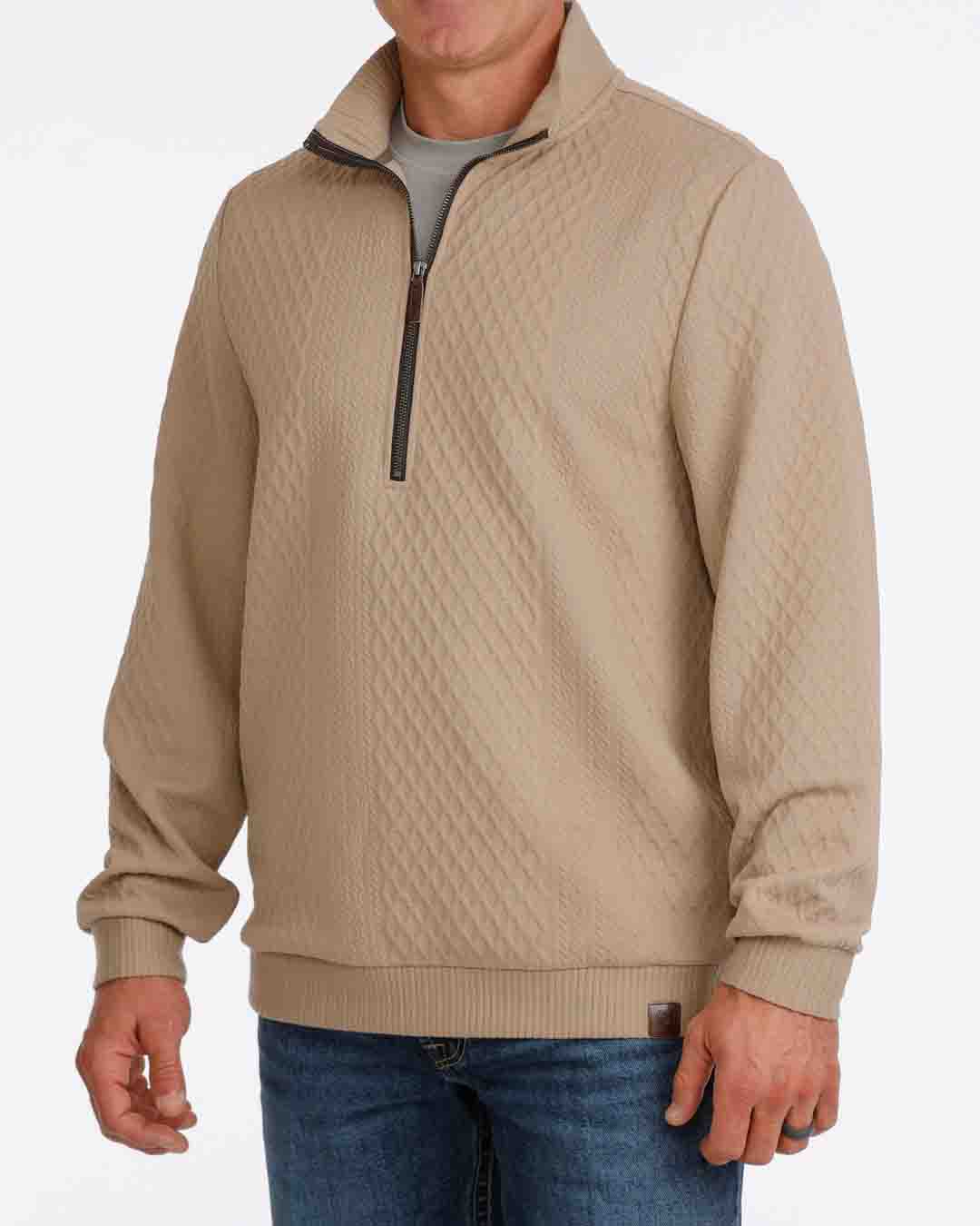 Mens 1/2 Zip Pullover Jacket in Stone by Cinch