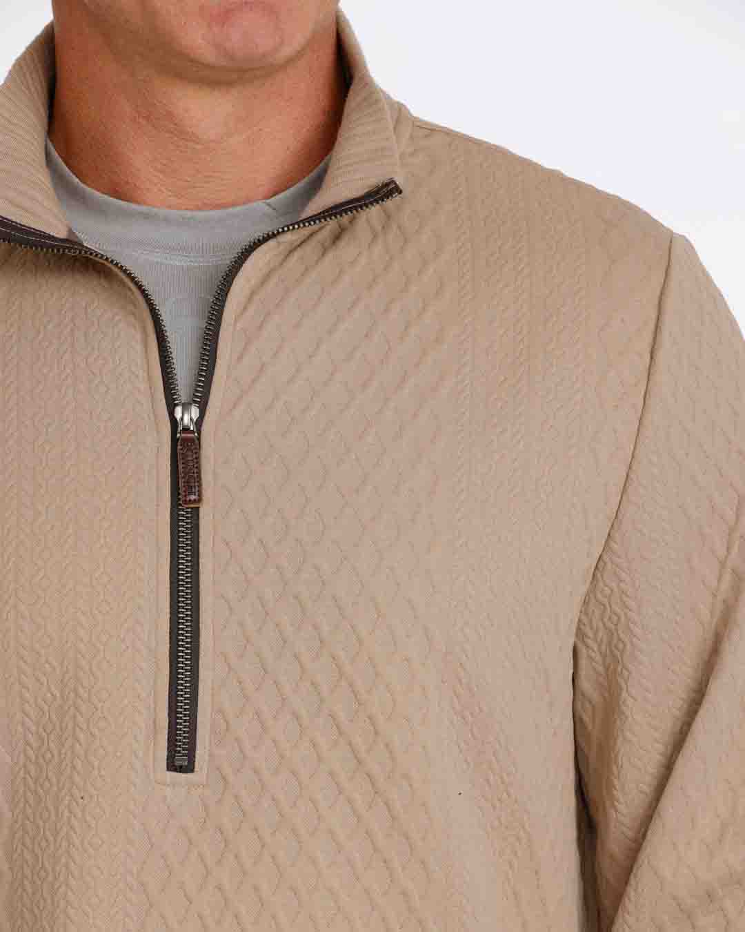 Mens 1/2 Zip Pullover Jacket in Stone by Cinch