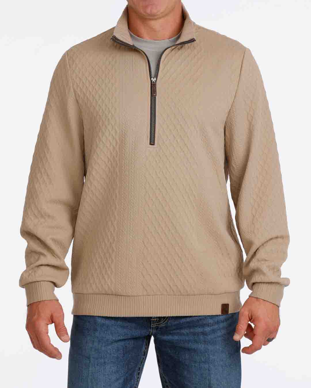 Mens 1/2 Zip Pullover Jacket in Stone by Cinch
