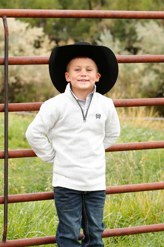 Cinch Boys 1/4 Zip Pullover in Light Grey