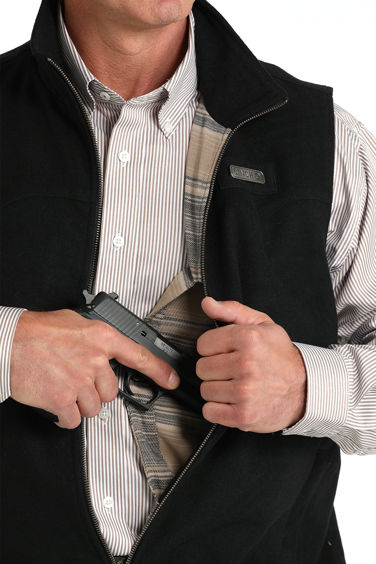 Mens Concealed Carry Black Vest by Cinch