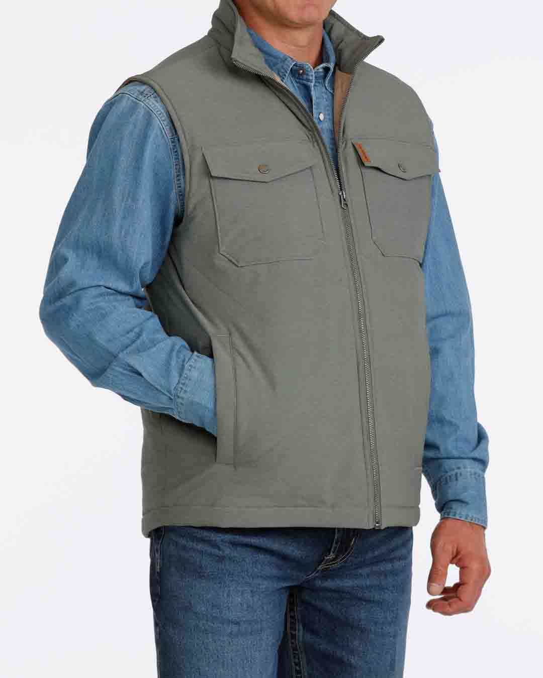 Mens Concealed Carry Quilted Vest in Green by Cinch