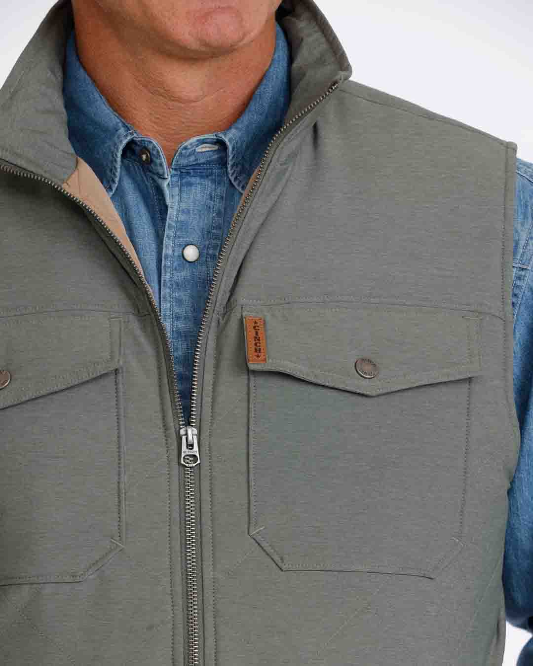 Mens Concealed Carry Quilted Vest in Green by Cinch