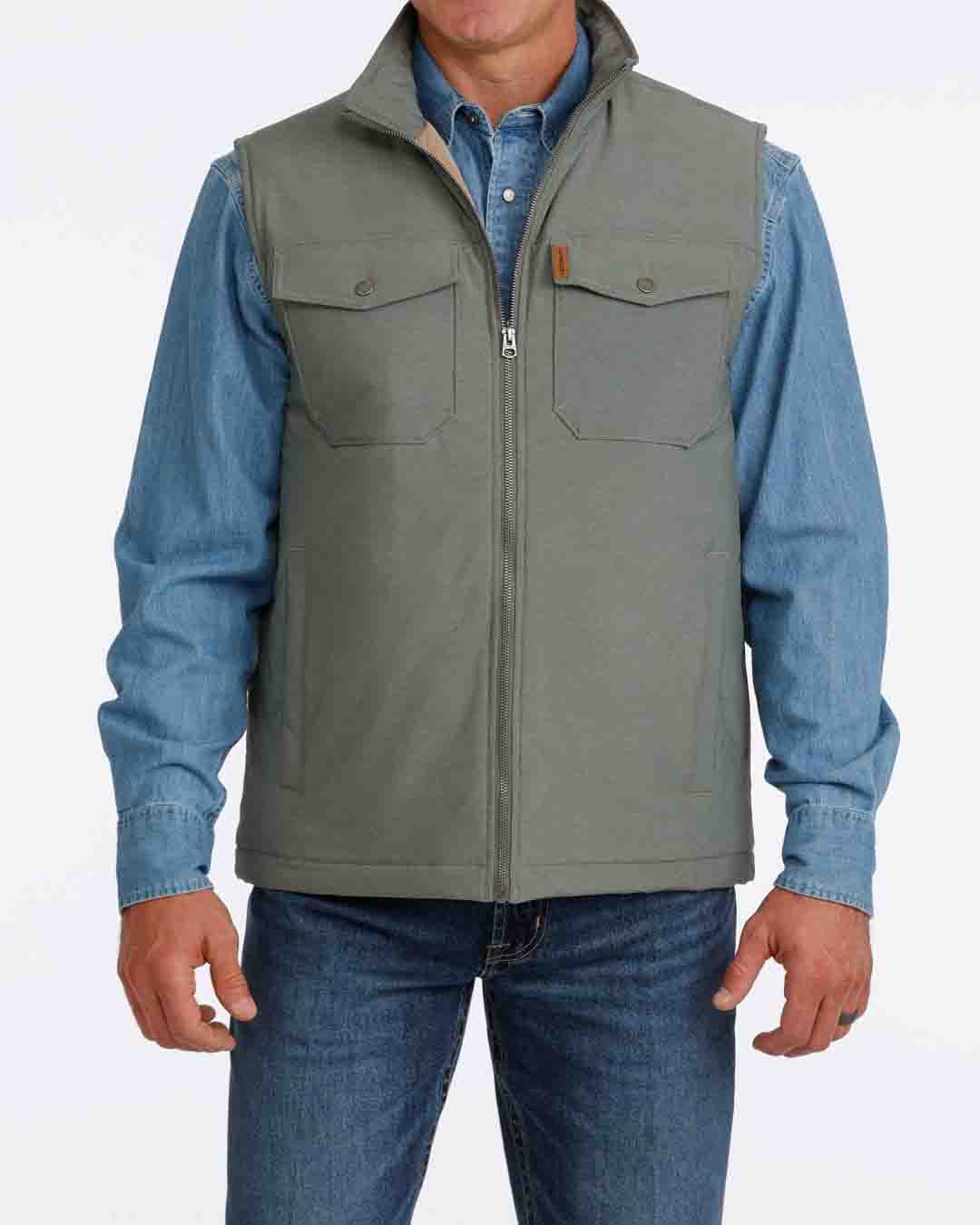Mens Concealed Carry Quilted Vest in Green by Cinch