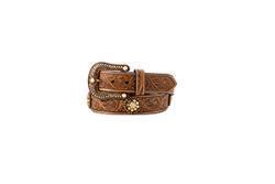Nocona Ladies Belt 1 1/2 Inch Topaz Crystal Concho Tan by M&F Western