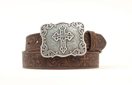 Nocona Ladies Tooled Belt with Cross Buckle by M&F Western