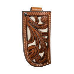 Nocona Mens Knife Sheath Scroll Filigree Brown