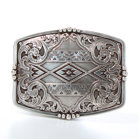 Nocona Mens Rectangle Aztec Floral Buckle