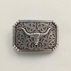Nocona Mens Rectangle Smooth Edge Longhorn Belt Buckle