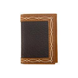 Nocona Mens Trifold Wallet Boot Stitch Edge Brown