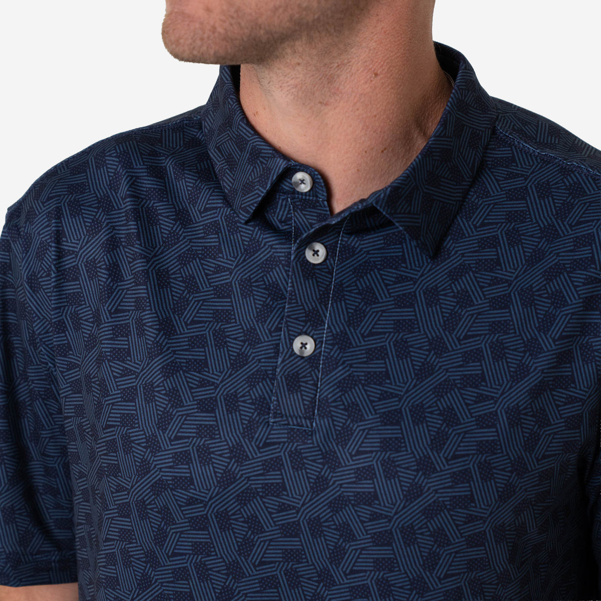 American Flag Print Performance Polo by Burlebo