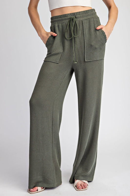 Textured Drawstring Straight Leg Pants by ee:some