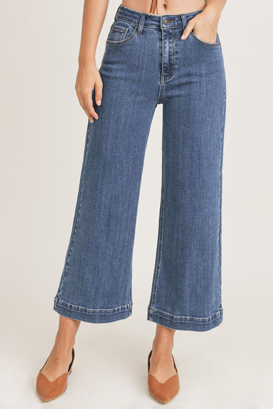 High Rise Ankle Crop Wide Leg Jeans by Risen Jeans