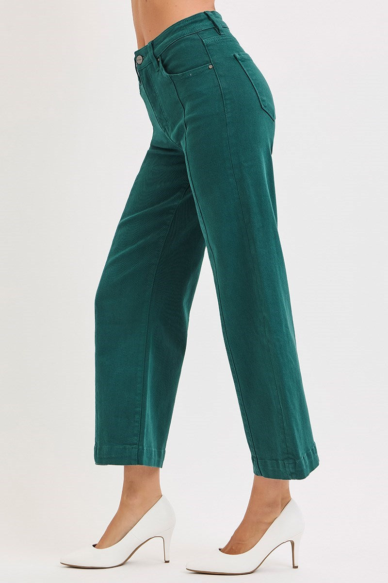 Tummy Control High Rise Wide-Leg Crop Jeans by Risen Jeans