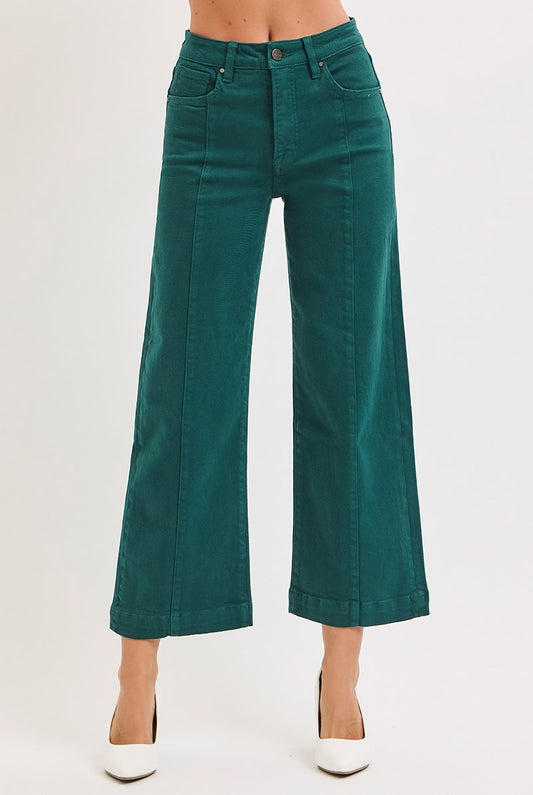 Tummy Control High Rise Wide-Leg Crop Jeans by Risen Jeans