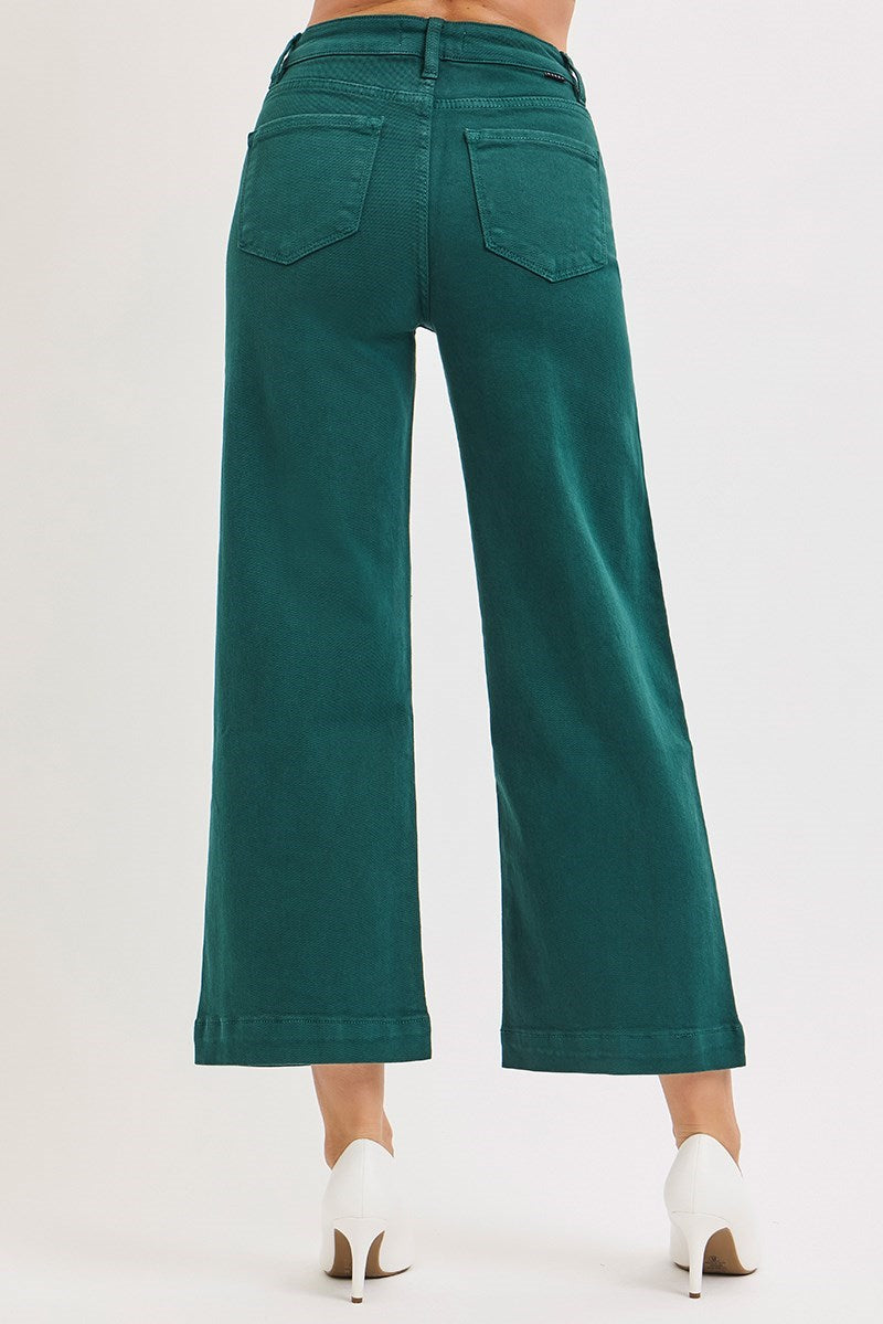 Tummy Control High Rise Wide-Leg Crop Jeans by Risen Jeans